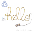 LED HELLO Drahtbuchstabenschild gold